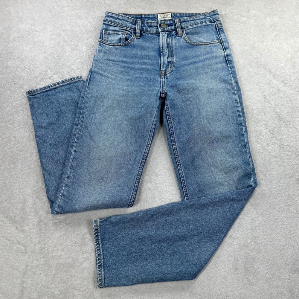 Faherty Straight Leg Jeans Womens 26 Blue Medium Wash Organic Cotton Casual